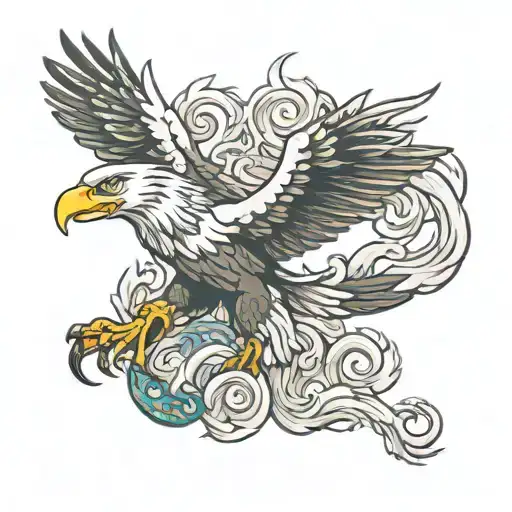 Bald Eagle Fighting Chinese Dragon