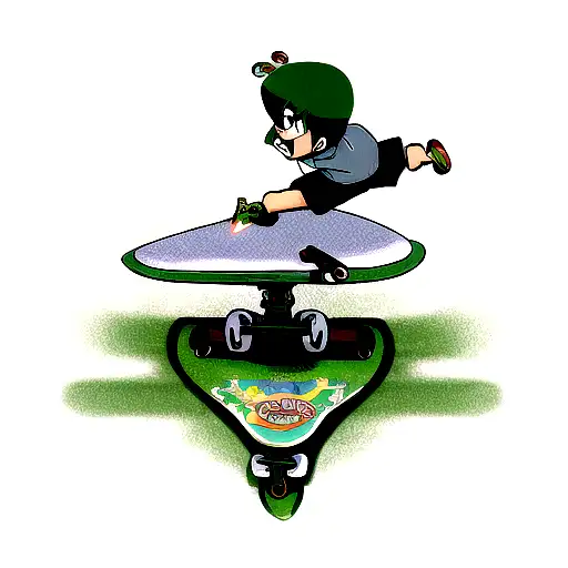 Green Monster Riding A Sword As A Skateboard