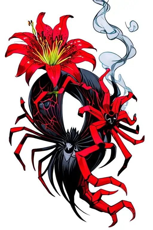 Smoke And Red Spider Lilly