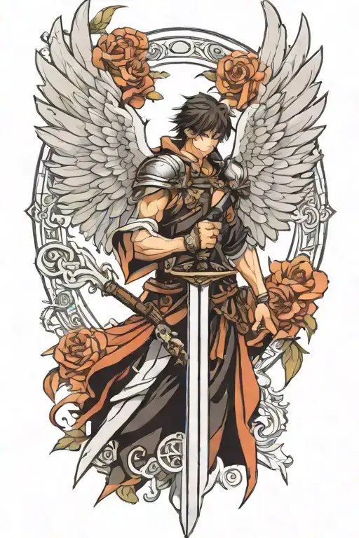 Arch Angel Wings With A Sword