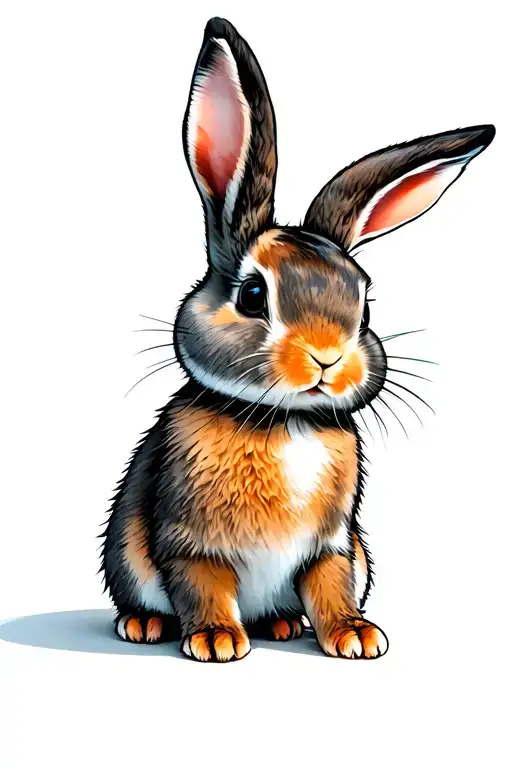 Baby Rabbit Back Sitting Alone