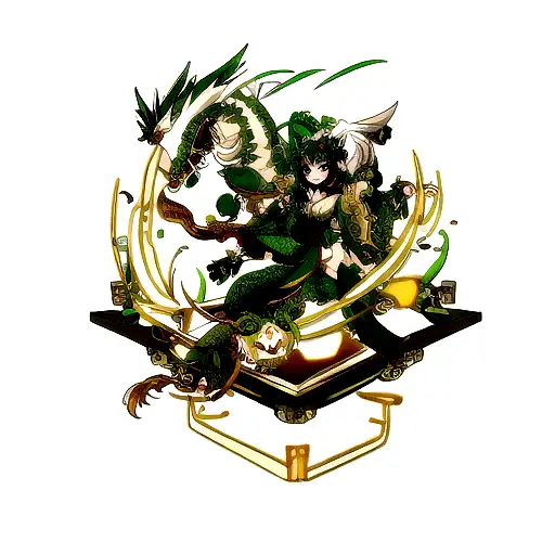 Emerald And Gold Chinese Dragon