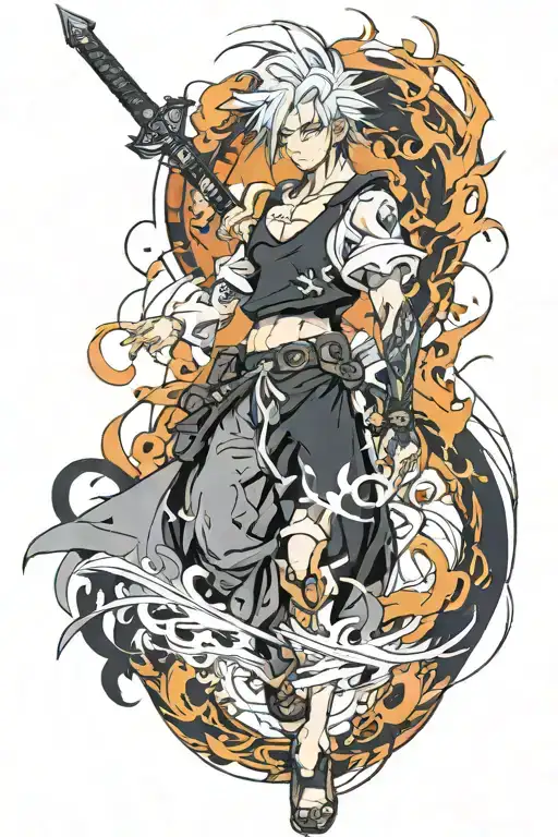 Full Arm Tattoo Dark Anime Character