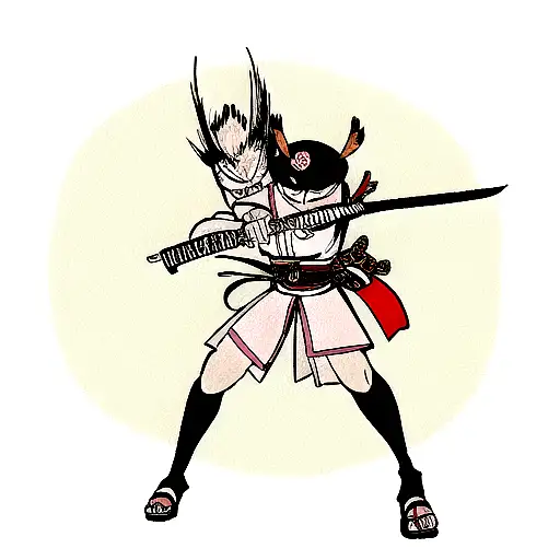 Samurai Owl Wielding A Katana