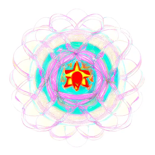 An Abstract Representation Of Aphrodite Intertwined With Psychedelic Symbols