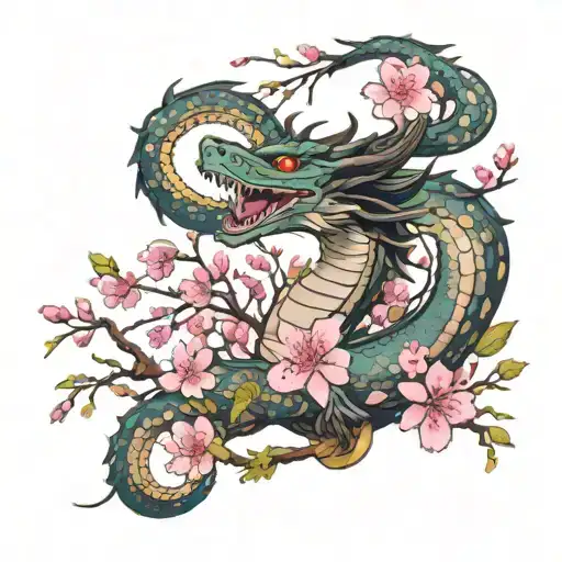 Haku Dragon Spirited Away Surrounded By Cherry Blossoms