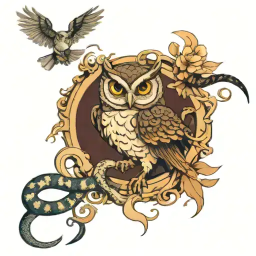 Owl And Snake Fight