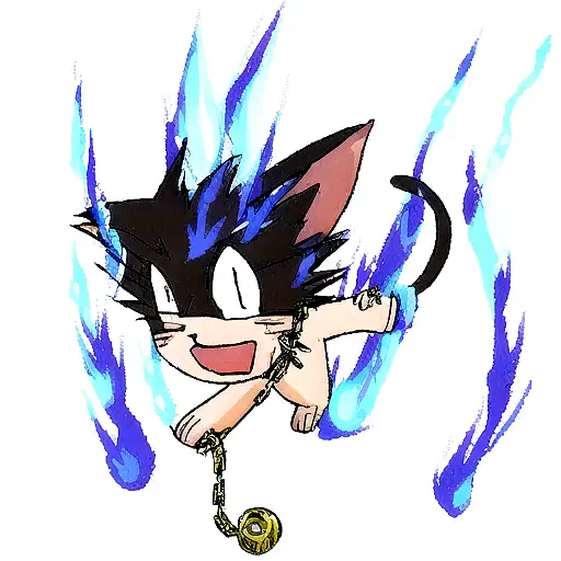 Cat Blue Flames Chains