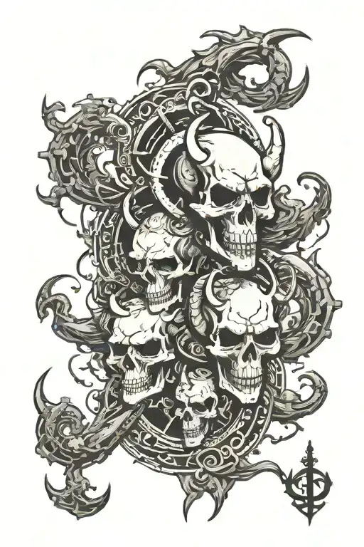 Skulls Clouds With Capricorn Symbol Integrated