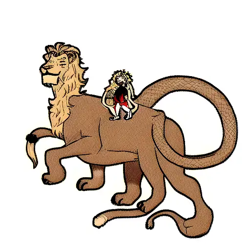 A Giant Snake With A Lion's Head