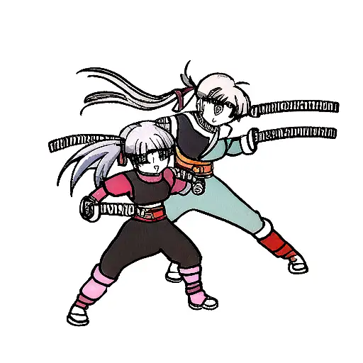 Double Dragons Wrapped Around Katana