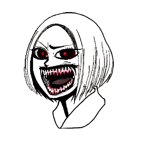 A Scary Anime Girl With A Distorted Face And With Drawning Line By Junji Ito