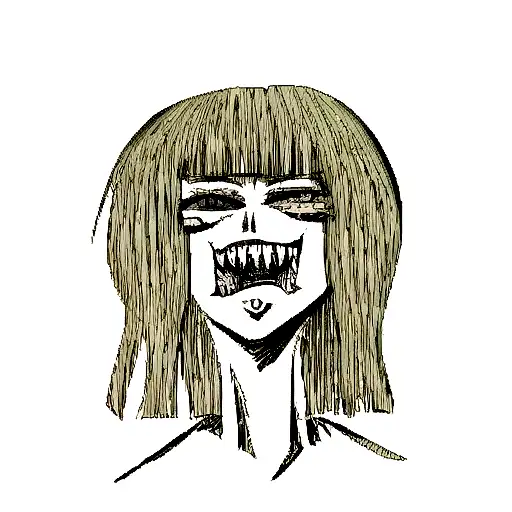 A Scary Anime Girl With Drawning Line By Junji Ito