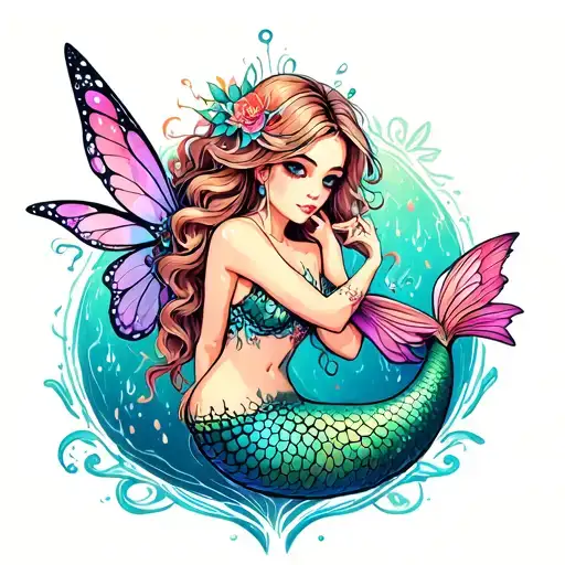 Whimsical Mermaid And Fairy