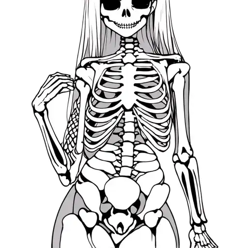 Girl Stands With A Skeleton