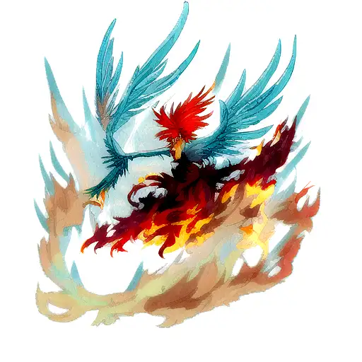 Phoenix Rising From Ashes In Colour