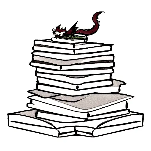 Stack Of Books With Dragon