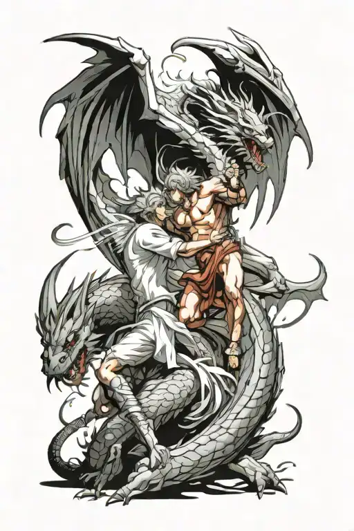 Angel Demon Fight Dragon