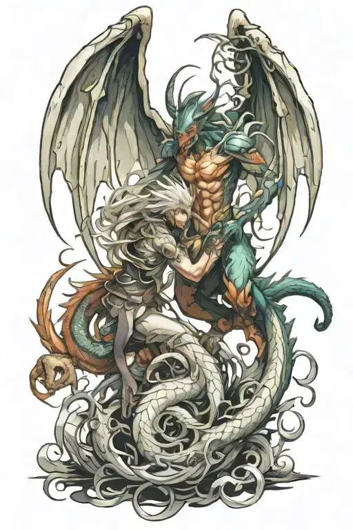 Angel Demon Fight Dragon