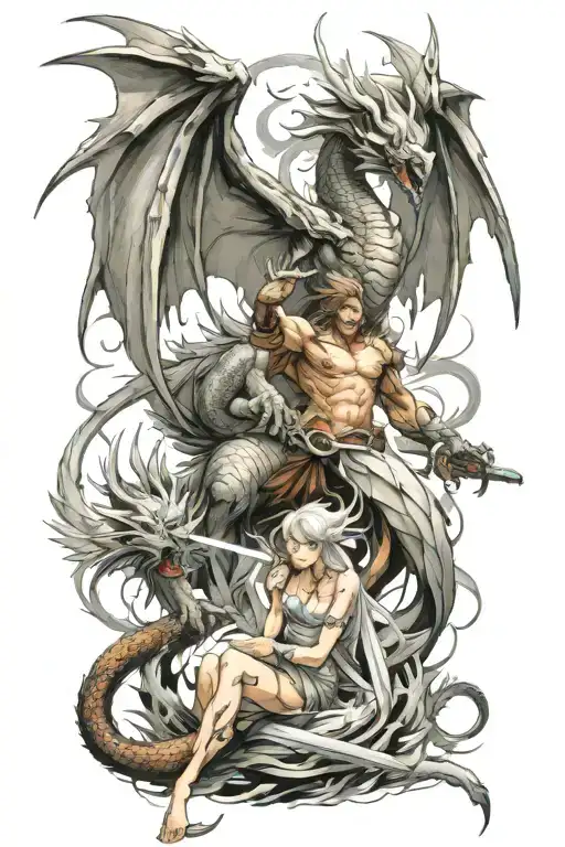 Angel Demon Fight Dragon