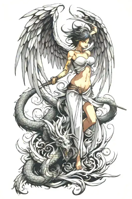 Angel Fighting Dragon