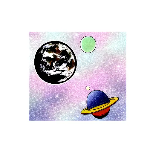 Astronaut Floating Among Planets
