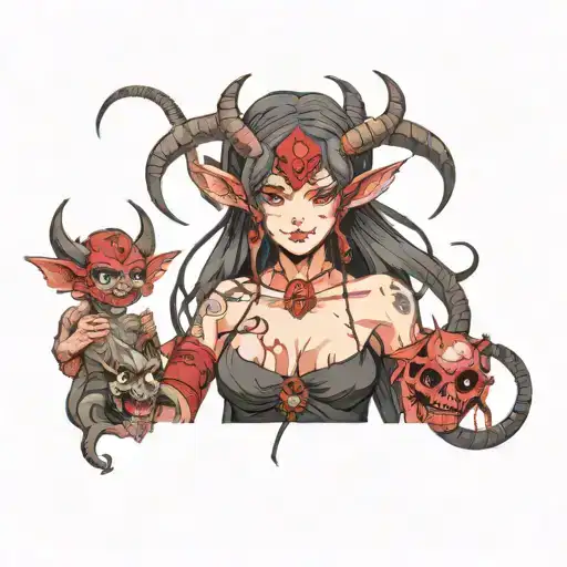 Lillth Mother Of Demons In Human Form Holding A Mask