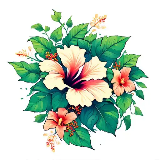 Hibiscus Flower And Vine Creating Word Wepa