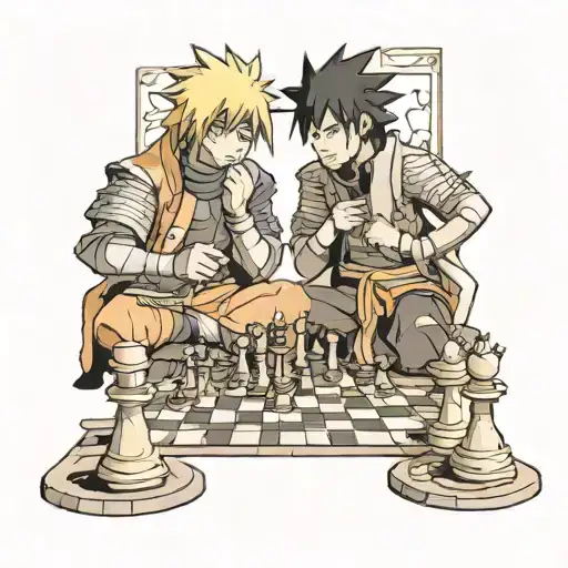 Naruto And Sasuke Playing Chess
