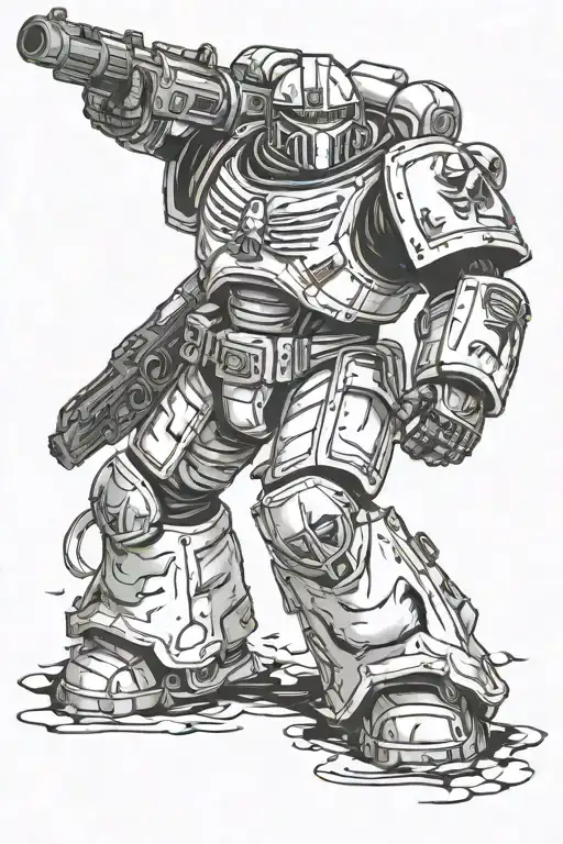 Space Marine Action Pose Tattoo Design
