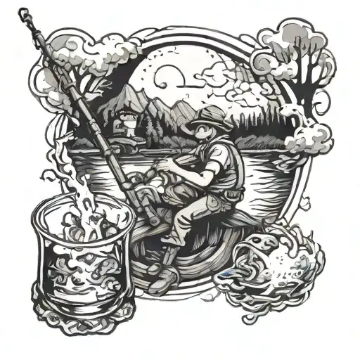 Whiskey Moonshine Mountains Moon Fishing