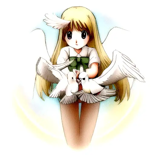 Angel With Wings Holding Dove