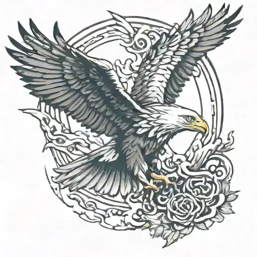 Ten Eagle Flying Towards