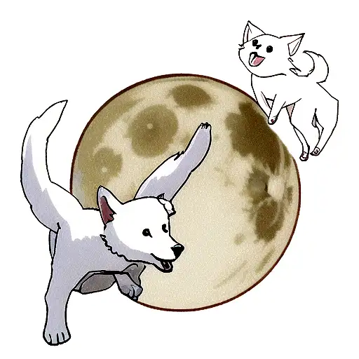 Moon With White Dog