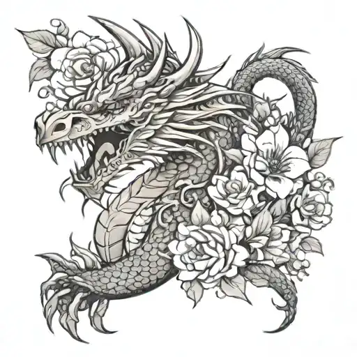 Dragon With Flowers