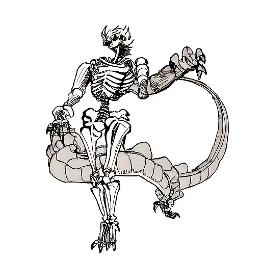 Dragon Hand To Neck Wrapping Around Arm Skeleton