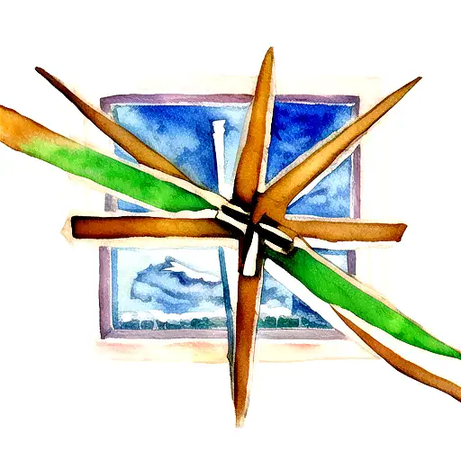 Scientology Cross With A Watercolor Scene Behind It
