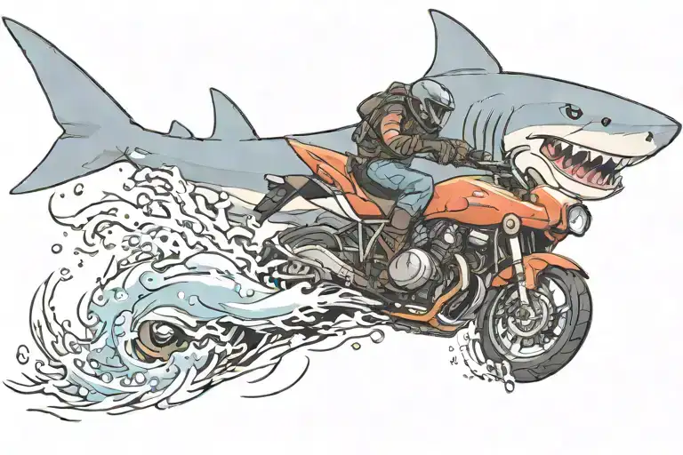 Shark Swimming Next To Motorcycle