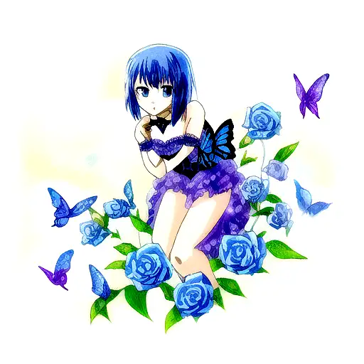 Blue Rose And Butterfly