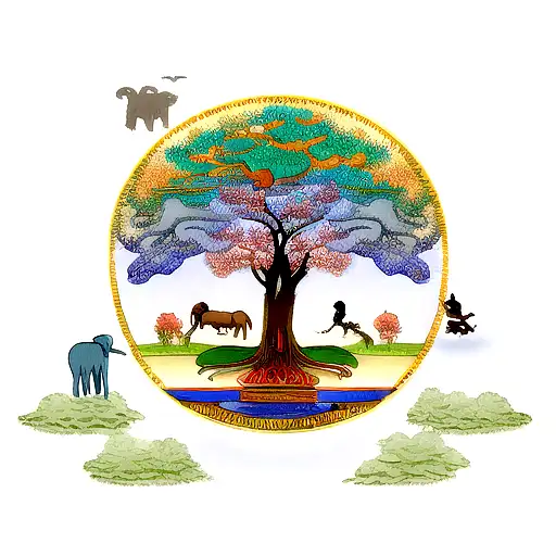 Tree Of Life With A Elephant And Eagle