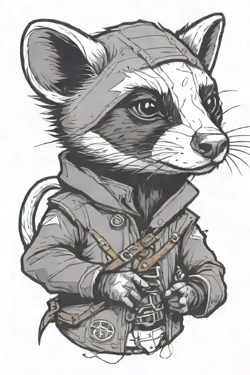 A Ferret Dressed As Assassin With Hood And Imperceptible Assassins Creed Game Logo