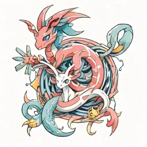 The Pokemon Milotic And Sylveon Together Representing