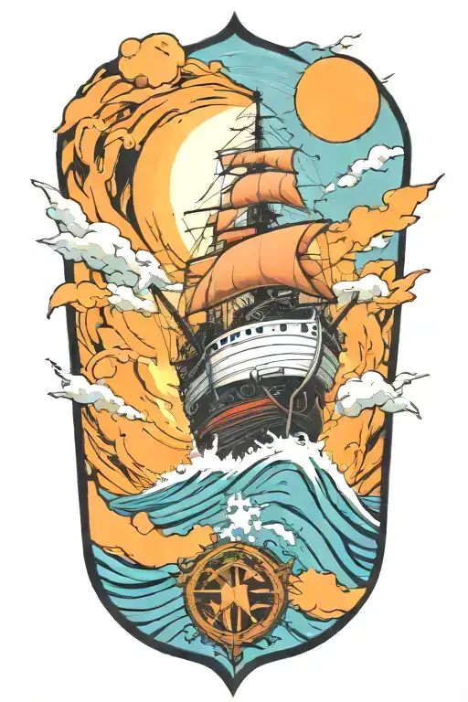 Ship Drifting At Sea