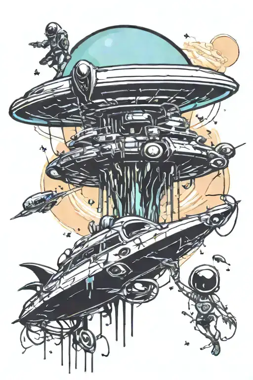 Alien Abduction Scene With A Ufo