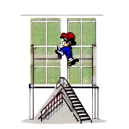 Mario With Escape Board And Skate Clothes A Huge Stair Set
