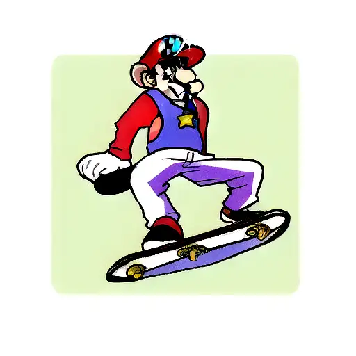 Mario With Skateboarding Gear On
