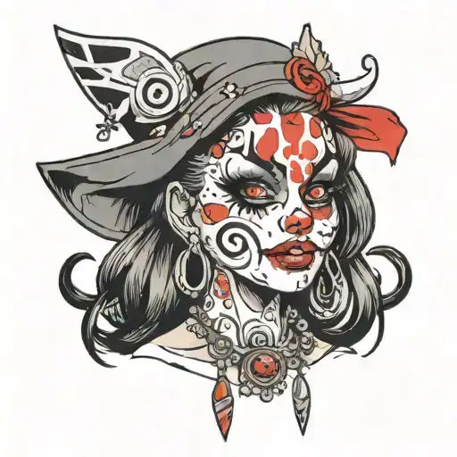 A Juggalette With Intricate Face Paint And A Hatchet Necklace
