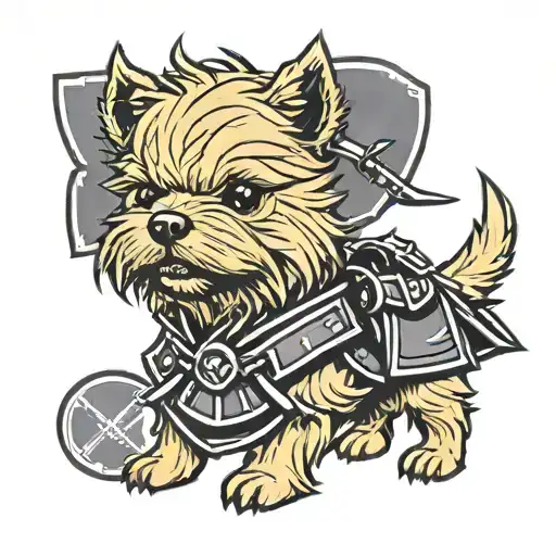 Norwich Terrier In Samurai Costume
