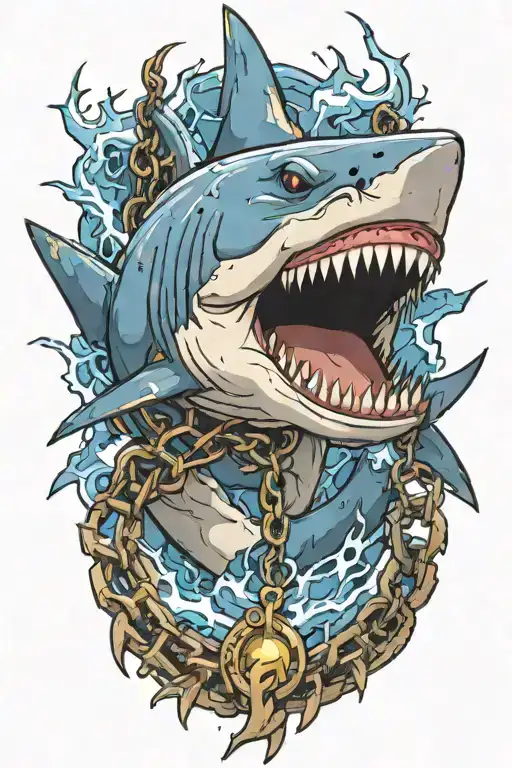 Chained Shark With Lightning
