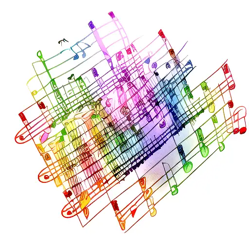 Musical Bars With Rainbow Coloured Notes
